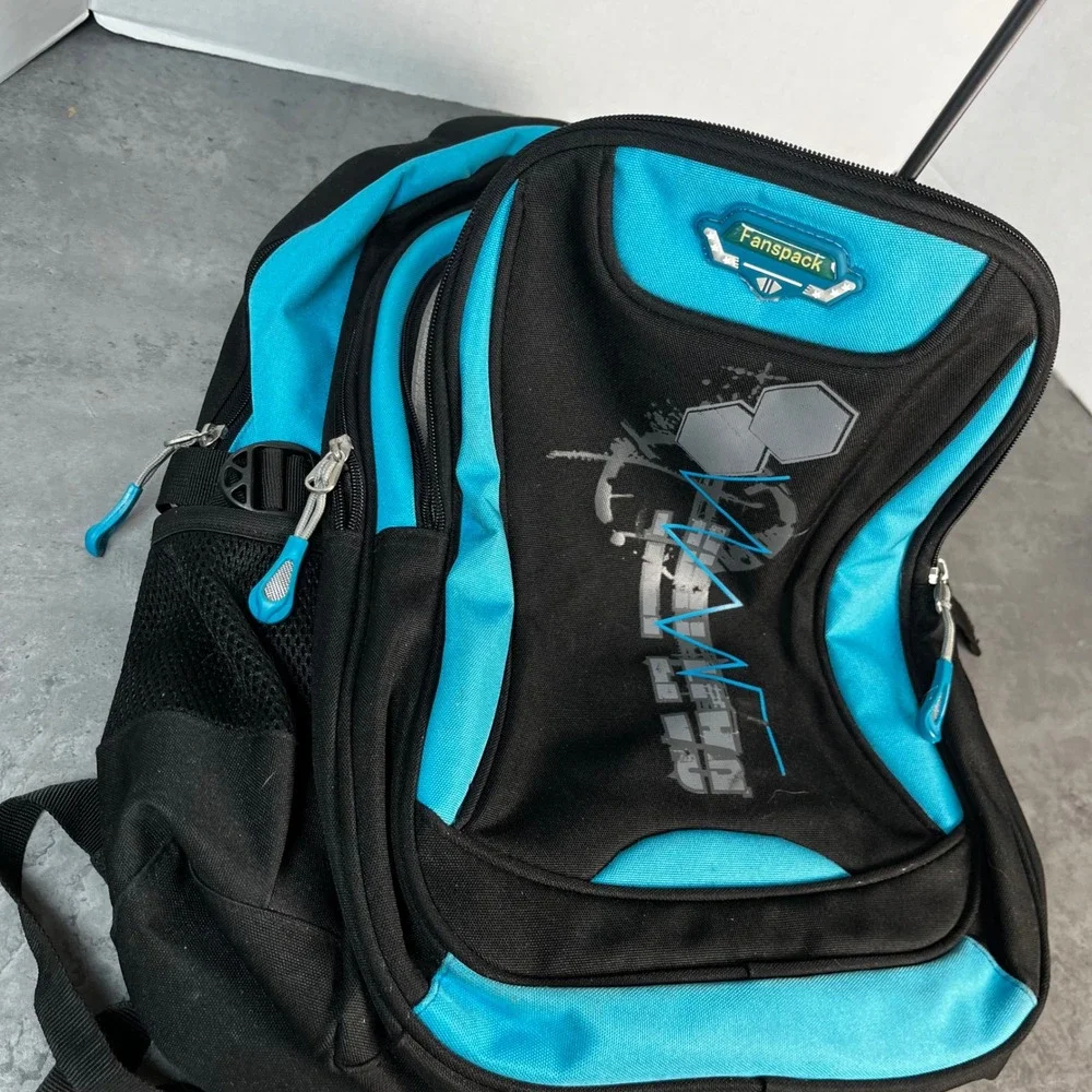 Fanspack Blue Black‎ Multi-Pocket School Travel Backpack with Reflective Straps